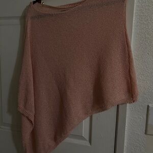 Pink Asymmetrical Knit Poncho